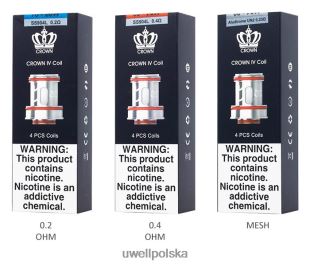 UWELL CROWN 4 cewki zamienne (4 szt.) un2 podwójna siatka 0,23 oma JTRRVT184 UWELL E Papieros